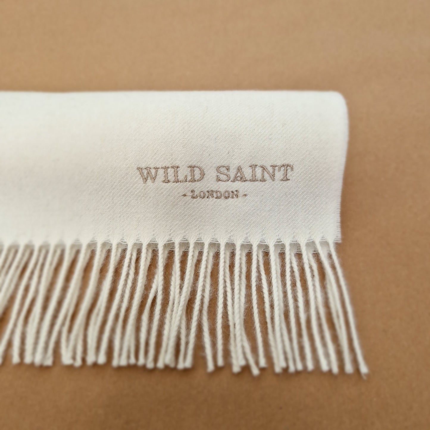 Cloud White medium weight 100% baby alpaca scarf for women and men. Includes complimentary personlisation. Sustainable Luxury designer scarf
