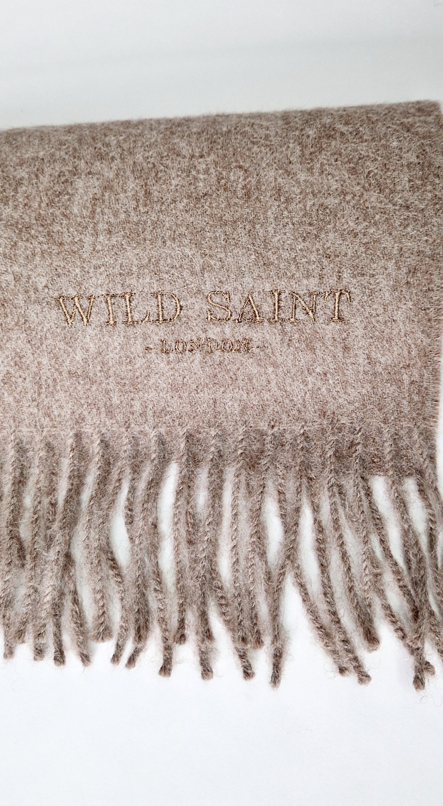 Mocha Brown undyed medium weight 100% baby alpaca scarf for women and men. Includes complimentary personlisation. Sustainable Luxury designer scarf