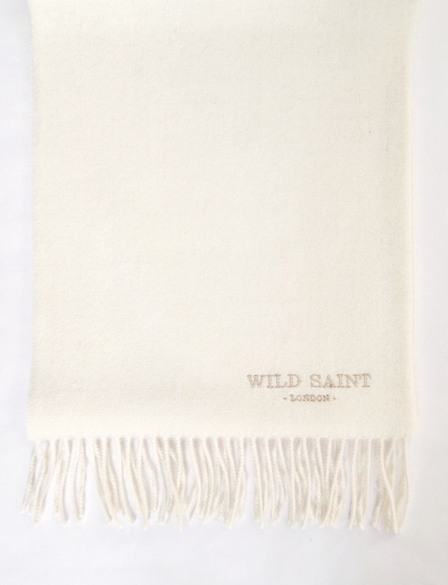 Cloud White medium weight 100% baby alpaca scarf for women and men. Includes complimentary personlisation. Sustainable Luxury designer scarf
