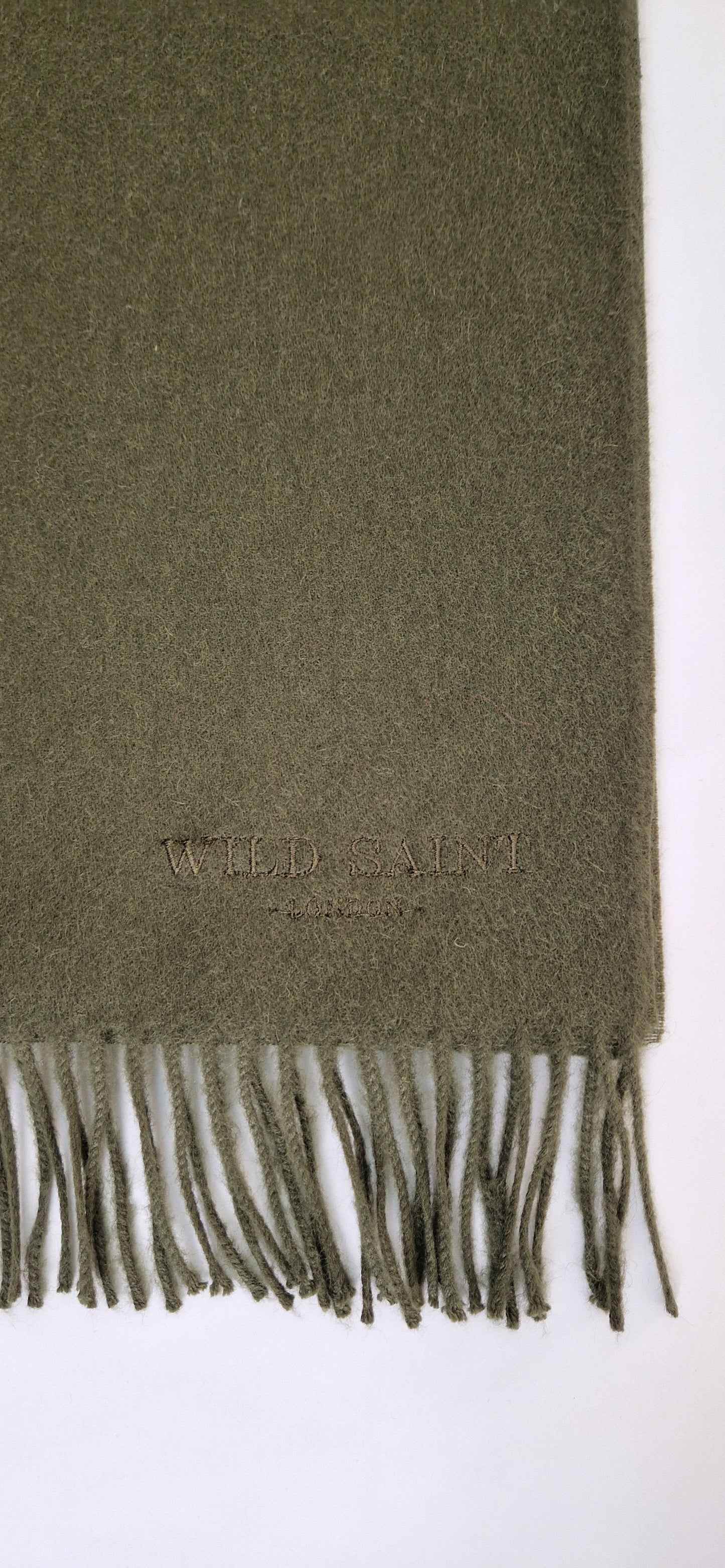 Moss Green medium weight 100% baby alpaca scarf for women and men. Includes complimentary personlisation. Sustainable Luxury designer scarf