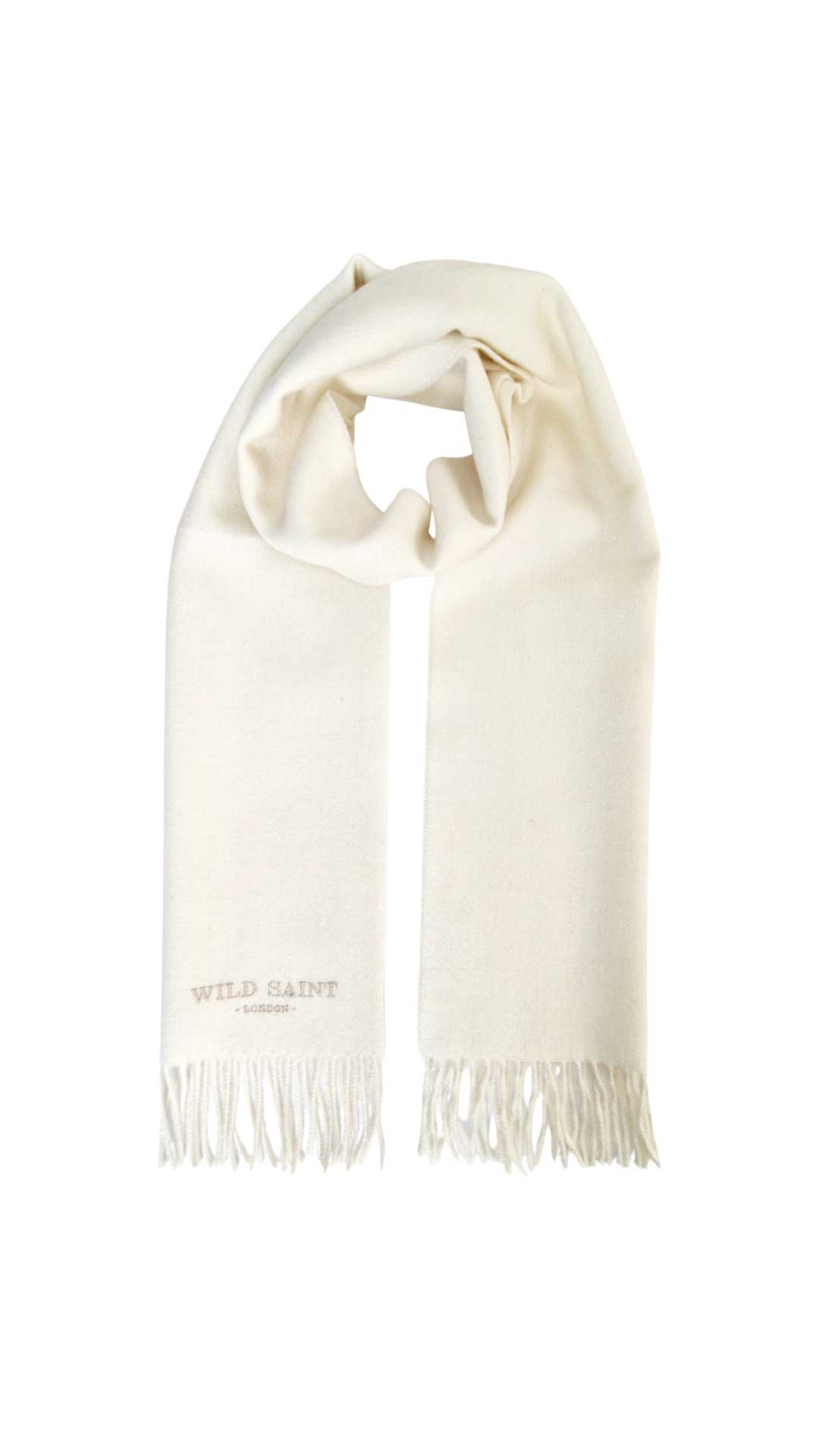 Cloud White medium weight 100% baby alpaca scarf for women and men. Includes complimentary personlisation. Sustainable Luxury designer scarf
