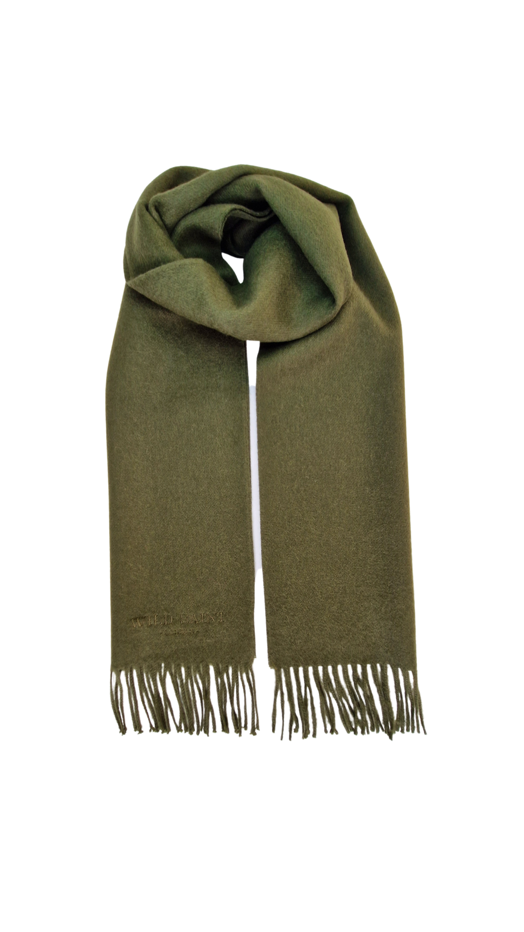 Moss Green medium weight 100% baby alpaca scarf for women and men. Includes complimentary personlisation. Sustainable Luxury designer scarf